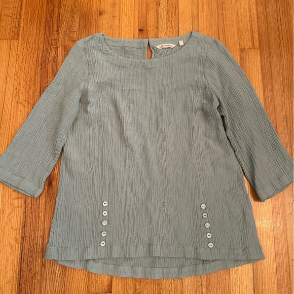 Soft Surroundings Tunic Top Womens M Gray Ramie Wrinkles 3/4 Sleeve (j6 - Picture 9 of 9